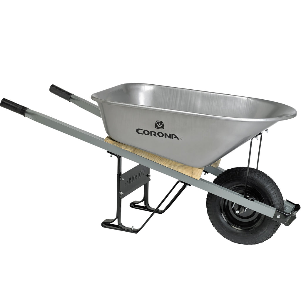 Heavy-Duty 6 Cubic Foot Contractor Wheelbarrow with Steel Handles