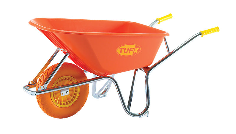 TUFX 6 Cu Ft Poly Wheelbarrow - Large Knobby Flat Free Tire